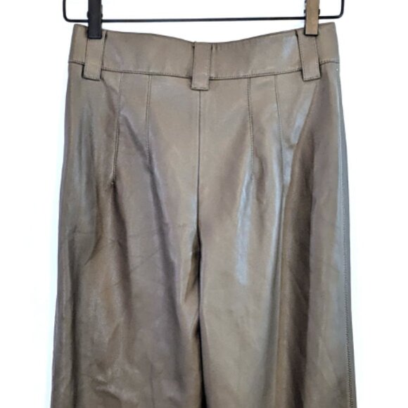 Zara | Taupe Francoise Straight Leg High-Waisted Faux Leather Trouser Pants | XS - Picture 9 of 16